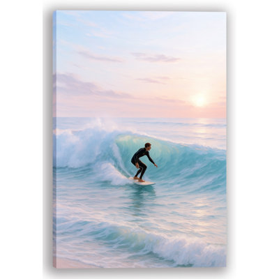 Ride the Glow – Sunset Surf Canvas Art