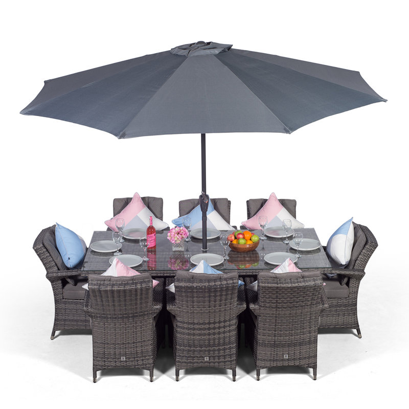 Karas 8 Seater Dining Set with Cushions and Parasol