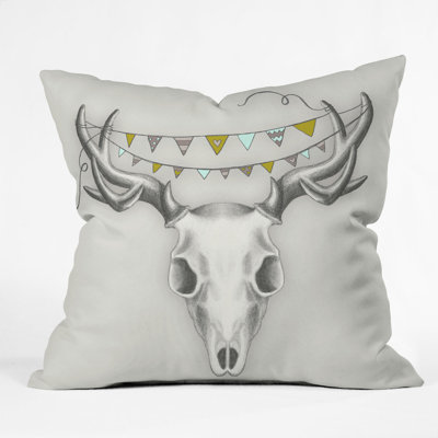 Wesley Bird Skull Throw Pillow