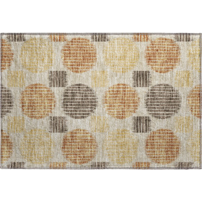 Premium Machine Washable Prisco Tan Rug