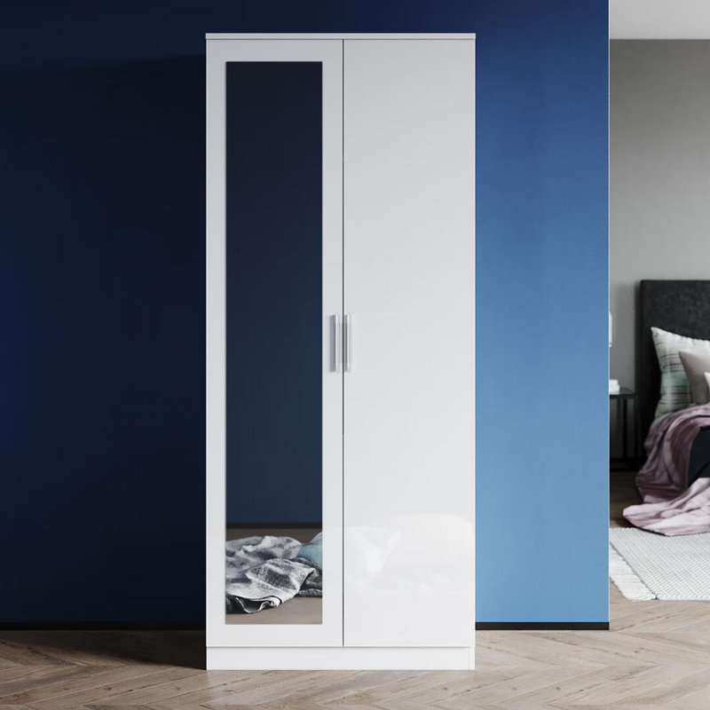 2 Door Manufactured Wood Wardrobe, White
