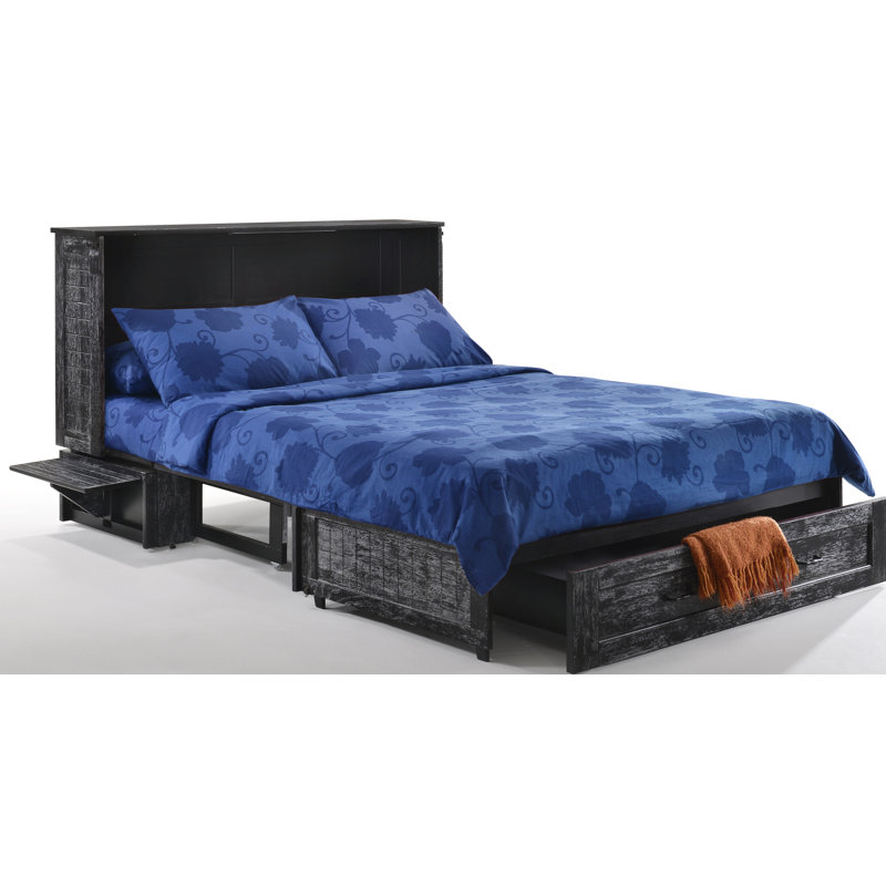 Lit-armoire avec grand lit Luka, Charbon patiné