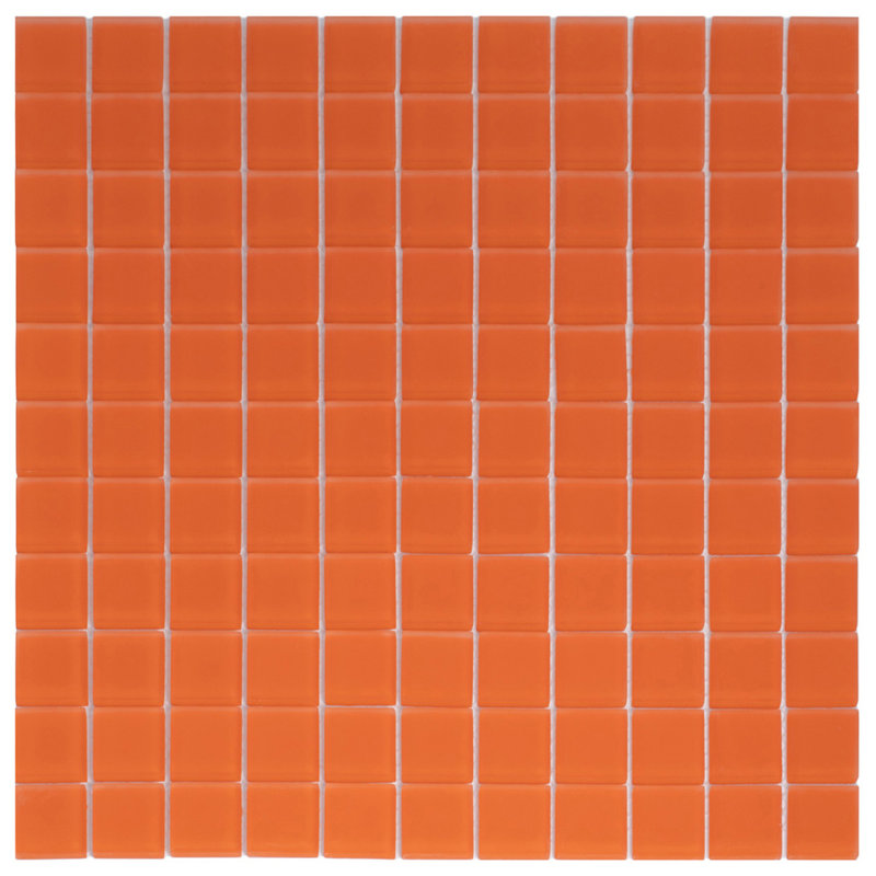 11.8" X 11.8" Matte Finished Glass Mosaic Tile, Orange
