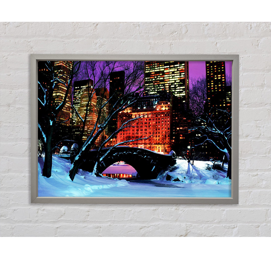 New York City Central Park Night Snow - Einzelbildrahmen Kunstdrucke auf Leinwand