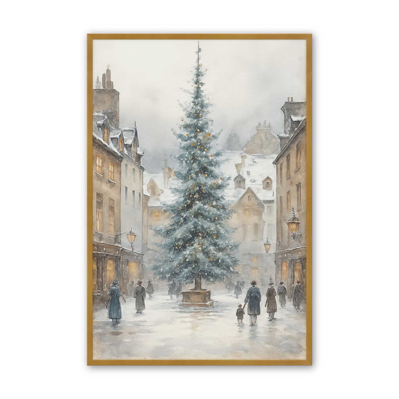 Reproduction d'art lueur de Noël, 12 po x 16 po, Or poli