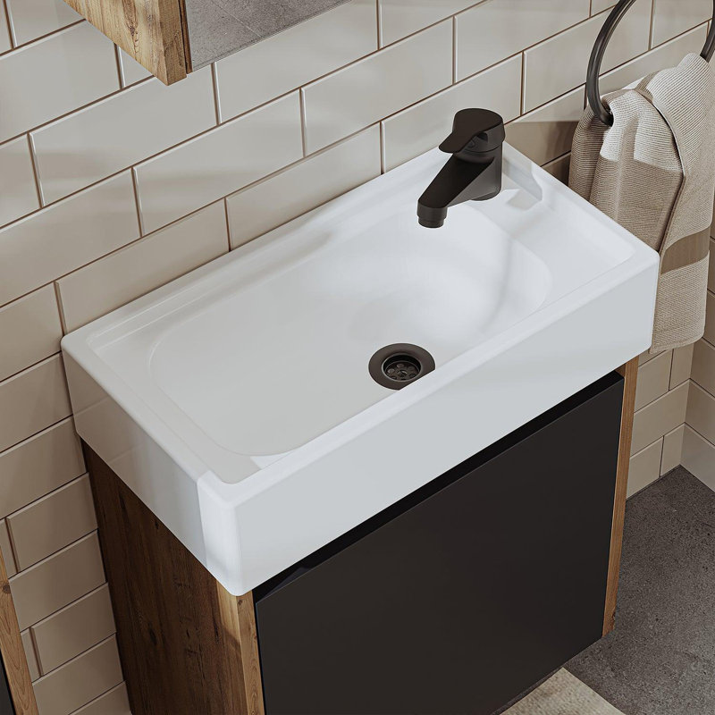 Bittencourt Cloakroom Vanity Unit with Washbasin, Anthracite/Oak