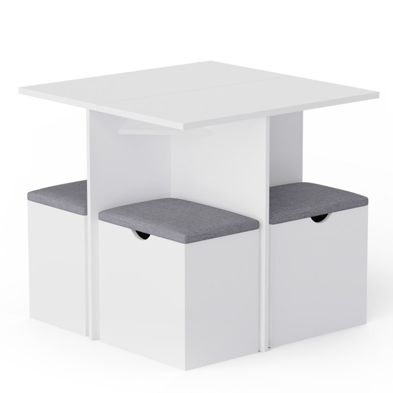 Hateme 4 - Person Dining Set, White , White/Grey