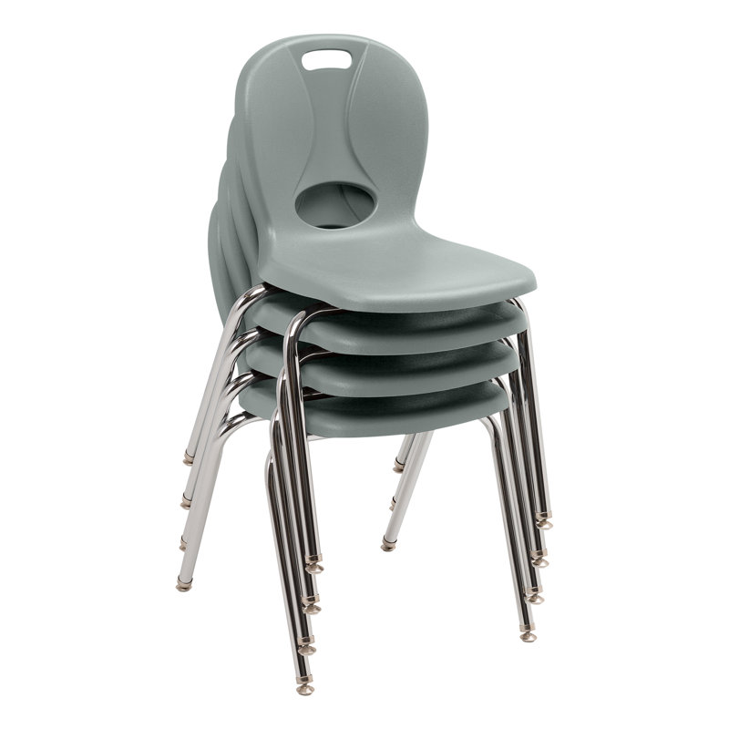 Structure Series Plastic Stacking Classroom Chairs with Contoured Seats (Set of 4), Gris clair, 18", 4