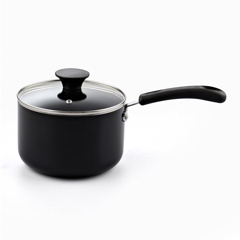3 Quart Black Aluminum Non-stick Saucier with Glass Lid