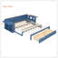 Grand lit de jour avec bureau amovible, tiroirs de rangement et table d'appoint hydraulique, bleu-129747077