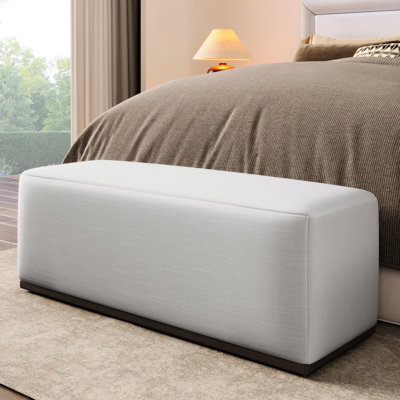 Rectangle blanc construit avec du bois et du tissu, 47,23 pouces de profondeur, 18,95 de largeur, 18,9 de hauteur, 33,71 livres, apparence simple et élégante, posture assise confortable, durabilité à long terme, utilisation polyvalente