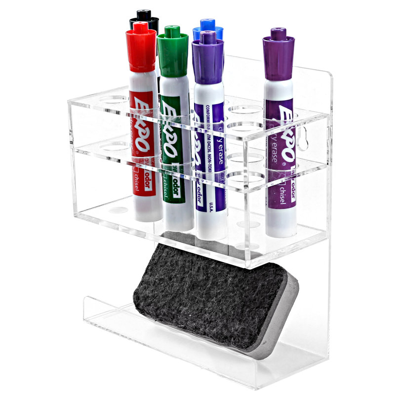 Acrylic Wall-Mounted 2-Tier 10-Slot Pen Holder Desk Organiser
