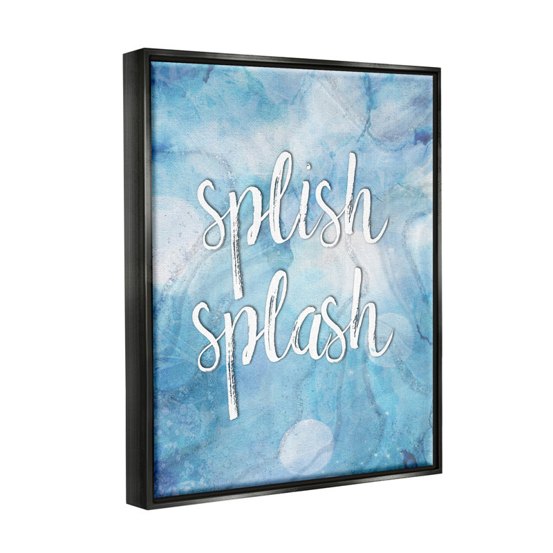«Splish Splash Blue Bathroom Water» par Martina Pavlova, impression, Cadre flottant noir de jais
