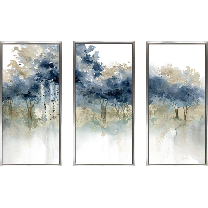 Waters Edge Blue and Beige Canvas Print Set