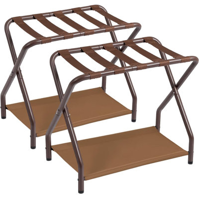 Metal Luggage Holder With Storage Shelf