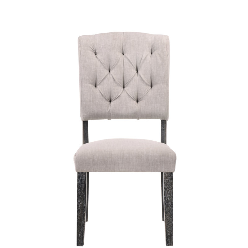 Chaises d'appoint 2 pièces en lin beige et gris, dossier haut, structure 2 po et design élégant