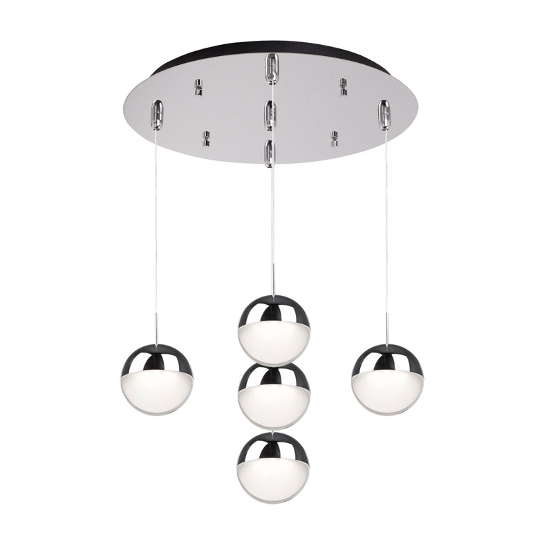 Pluto LED Pendant, Chrome, 5 Lights, 44 W