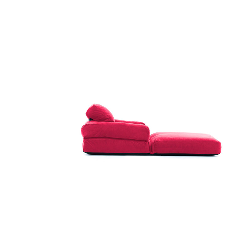 Fauteuil futon large de 35,4 po Elvin, Mélange de polyester fuchsia