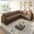 115.2" L-Shaped Sofa Couch with Pull-Out Bed,Oversize Convertible Sleeper Sofa with side Pocket & USB Port,Teddy Upholstered Sectional Couches with Convert Left/Right Facing-281562850