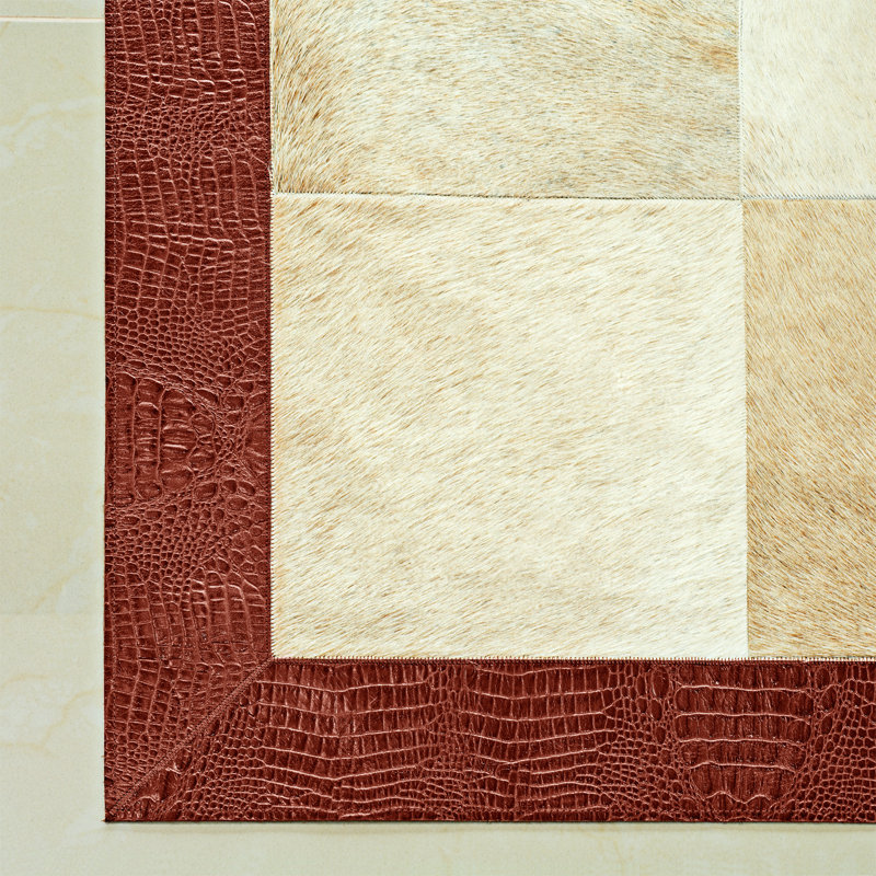 Hypos Cowhide Geometric Area Rug, Rectangle 9' x 12'