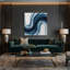 Art mural sur toile dégradé abstrait bleu 32-221772003