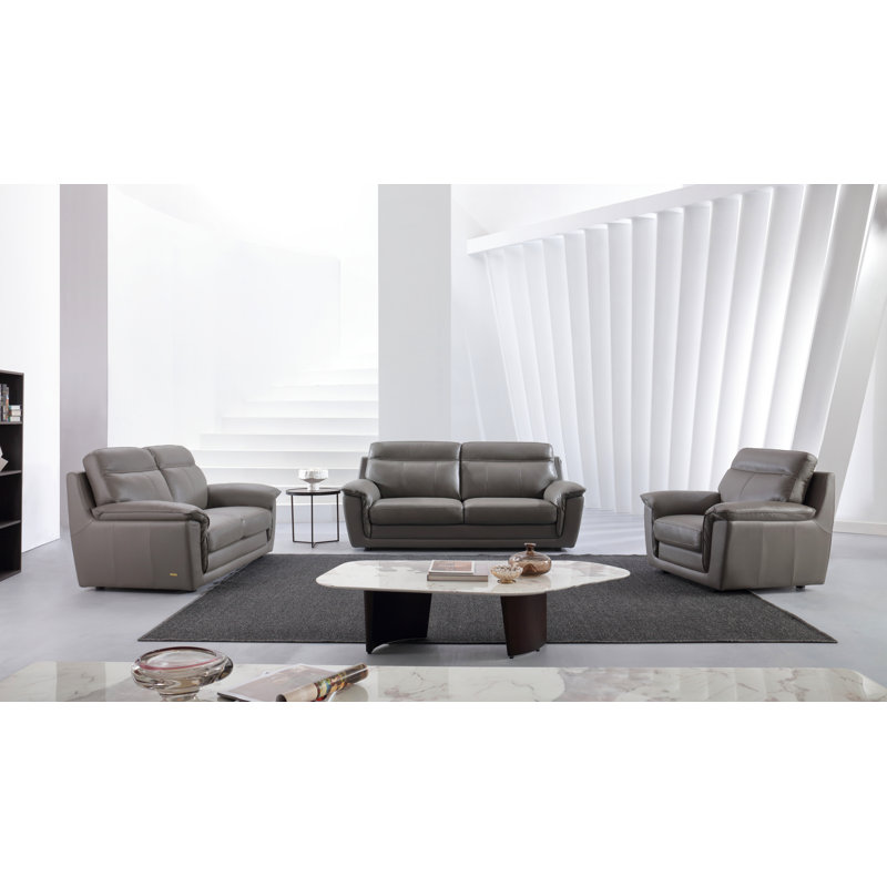 Causeuse Owen, Cuir gris assorti