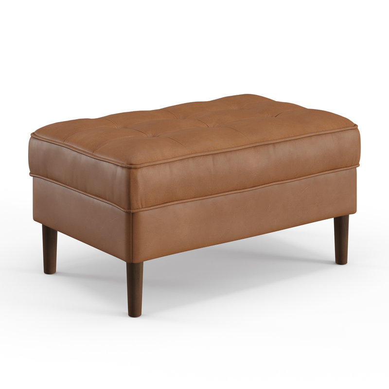 Victor Vegan Leather Ottoman , Saddle Tan Vegan Leather