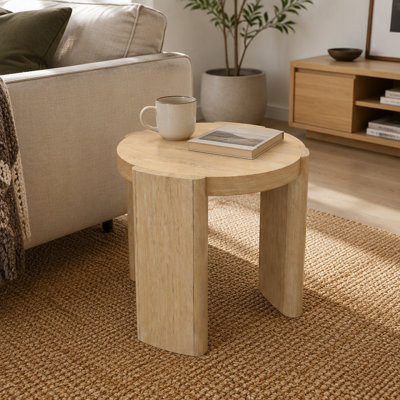 Table de bout ronde de style moderne, table d'appoint de couleur naturelle de hauteur confortable de 18,06 pouces, table d'appoint de rangement à la maison