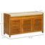 Banc à chaussures avec armoires de rangement, banc d'entrée en bambou avec coussin de siège, 3 portes et compartiment caché pour le couloir, brun