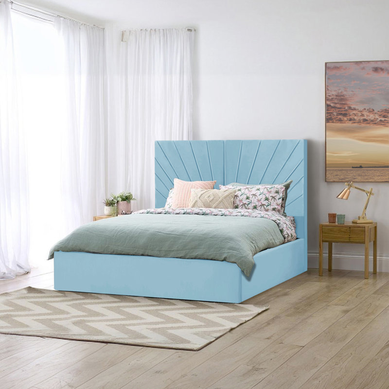 Addilee Upholstered Bed, Sky Blue, Double (4'6)