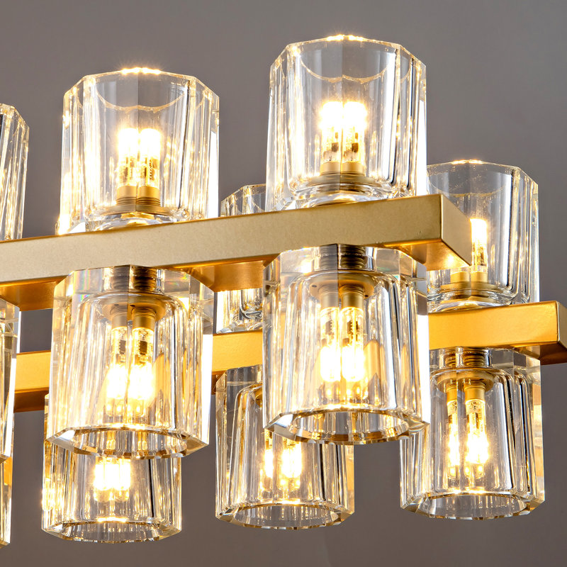 Jaylnn 60 - Light 54’’  Crystal Dimmable LED Kitchen Island Rectangle Chandelier(Includes 60XG4 Bulbs), Gold