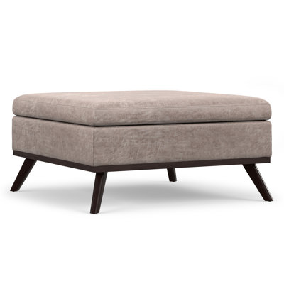 Owen 36"W Upholstered Mid-Century Modern Square Lift-Top Ottoman with Tufted Detail