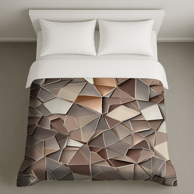 Housses de couette en mosaïque géométrique beige, Twin