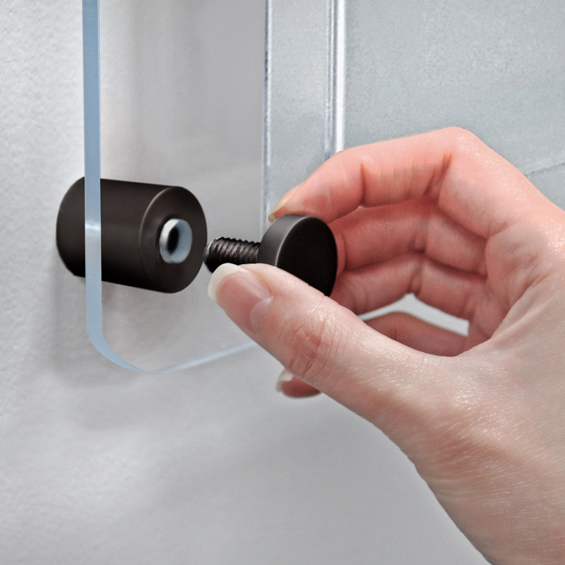 Clear Acrylic Three-Pocket Wall Mounted Brochure Holder with Black Caps