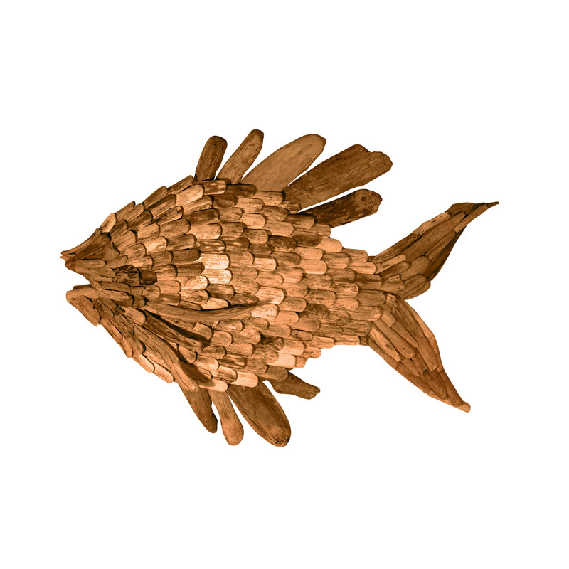 Grande décoration murale poisson ange en bois flottant