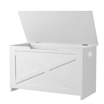 Banc de rangement en bois avec charnières de sécurité Farmhouse