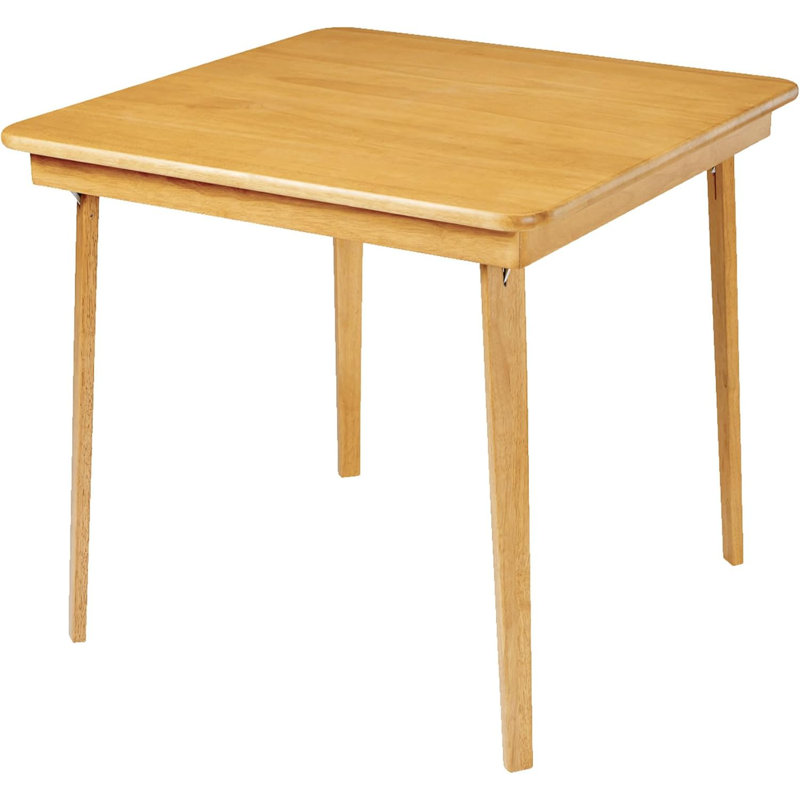 Oak Finish Solid Wood Folding Card Table, 32" Square