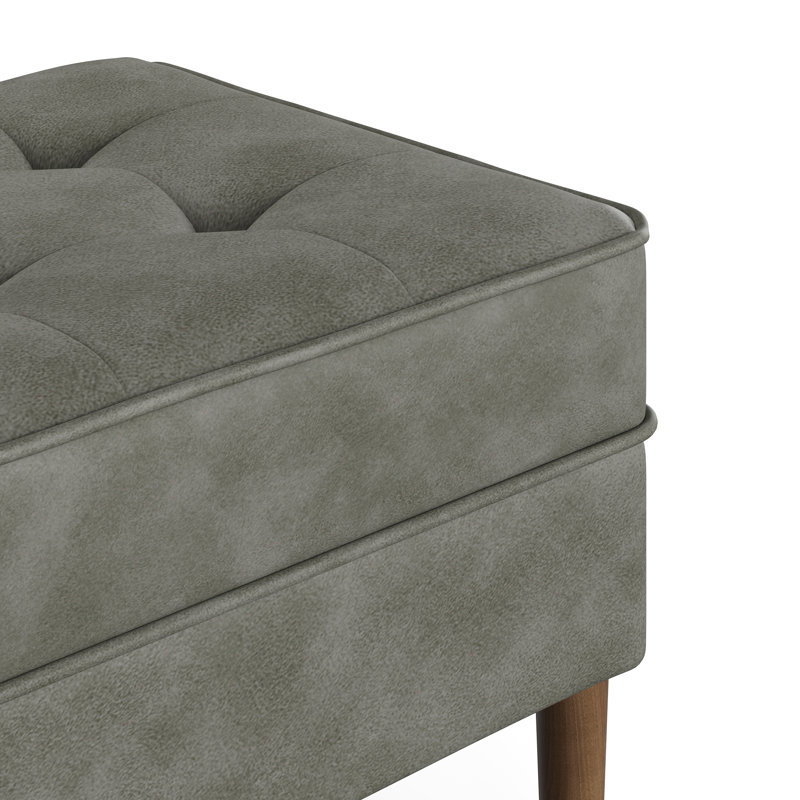 Victor Vegan Leather Ottoman, Slate Grey Vegan Leather