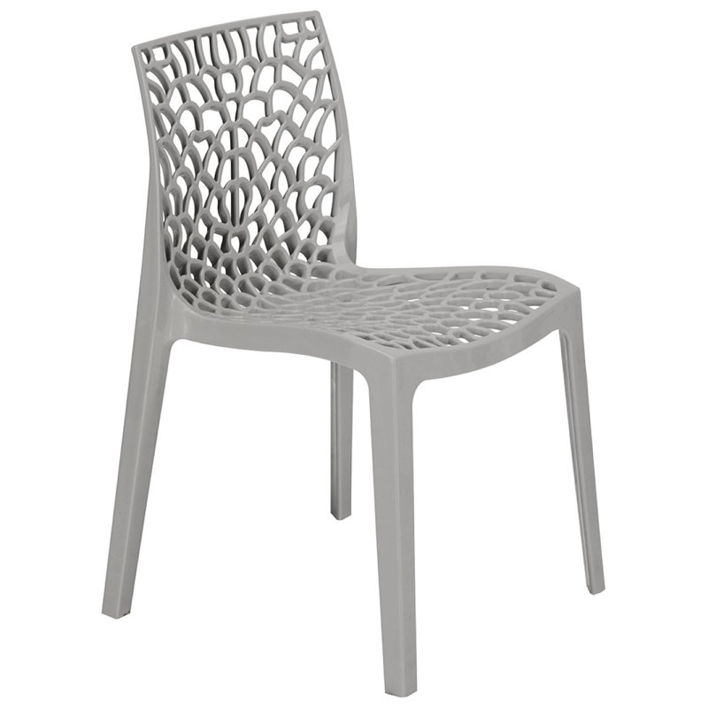 Spider Web Design Indoor Outdoor Stacking Plastic Dining Armchair in Glossy Colors -2 Chairs, Glossy Sage Green