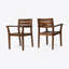 Ensemble de 2 chaises de salle à manger, fauteuil de patio en bois d'acacia, pour cour, bord de piscine, jardin, brun foncé-375666098
