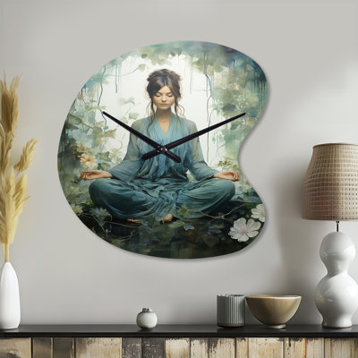 Sérénité intérieure bleu sarcelle - Horloges murales asymétriques en métal, horloge murale