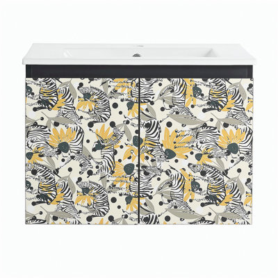 Lavabo mural pour salle de bain avec bol en céramique et porte à fermeture en douceur