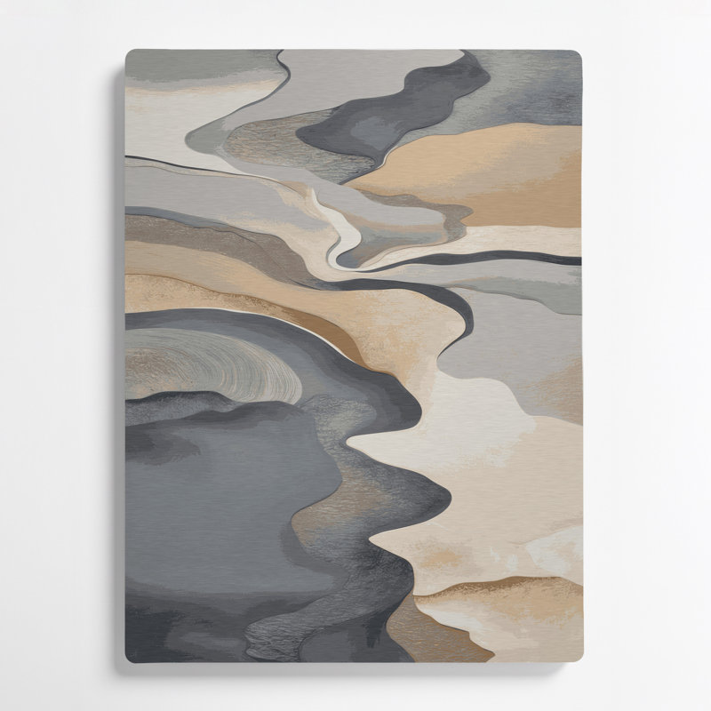 Abstract Landscape 83 Beige Metal Wall Art, 24" H x 36" W