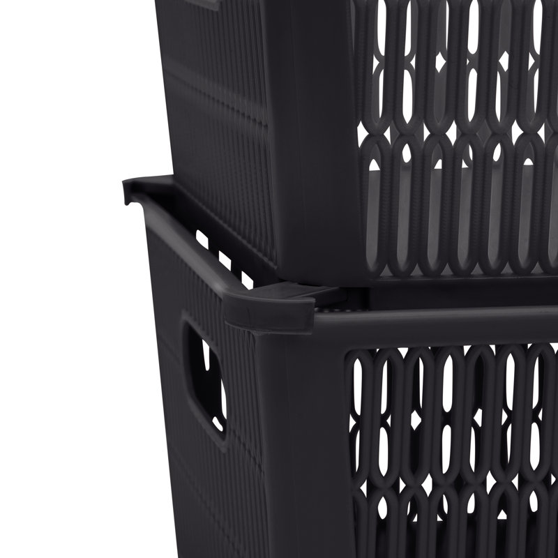 Ensemble de paniers en plastique, 8, Noir