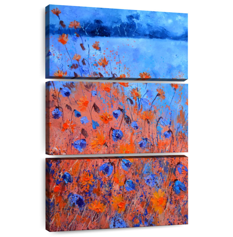 Avery Orange And Blue Poppies Bloom, 38" H x 24" W