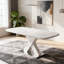 Table de salle à manger rectangulaire moderne avec plateau extensible et pieds en X durables-1881119878-1881119899