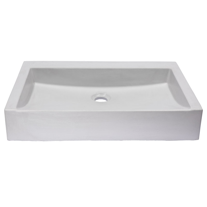 Lavabo pour salle de bain à vasque rectangulaire fabriqué à la main, Gris clair