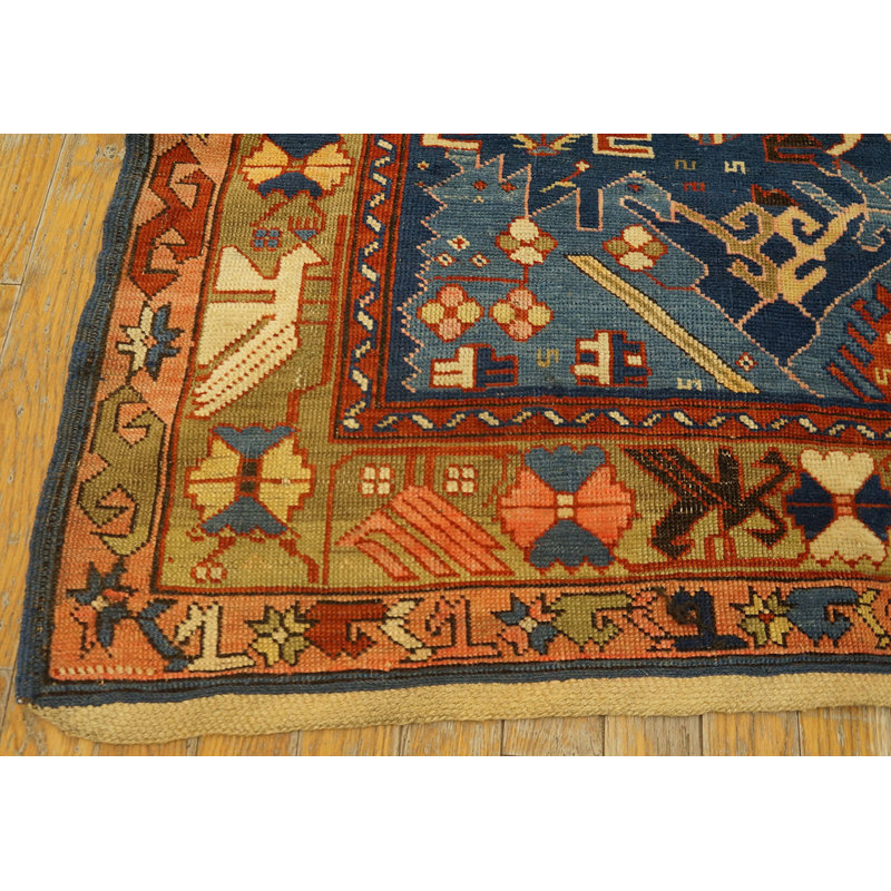 Tapis bleu antique en laine Bidjov