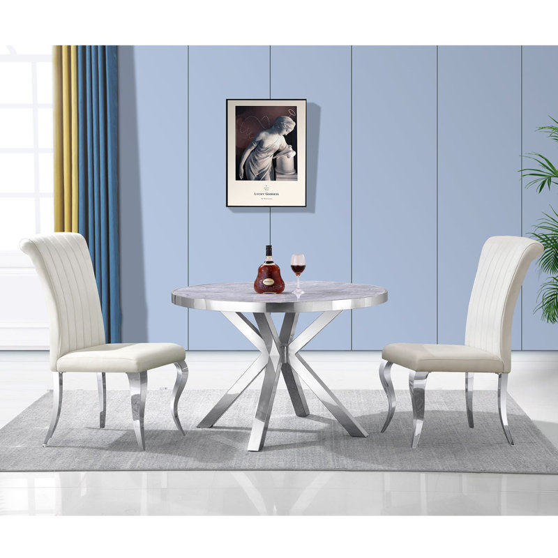 Chaise en velours Franciska, Crème, Argent
