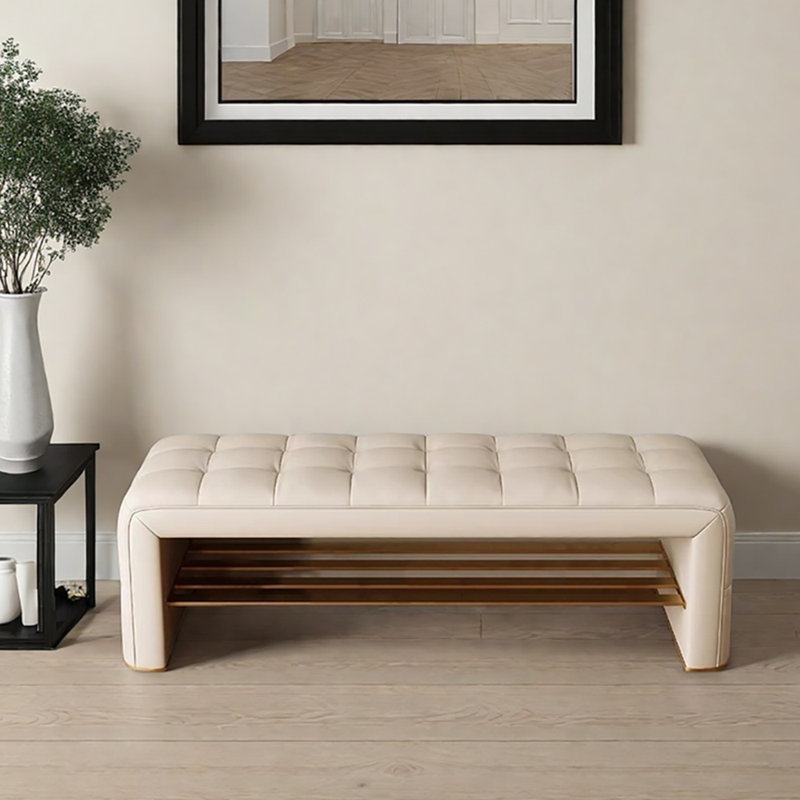 47.2in Shoe Storage Bench, Beige